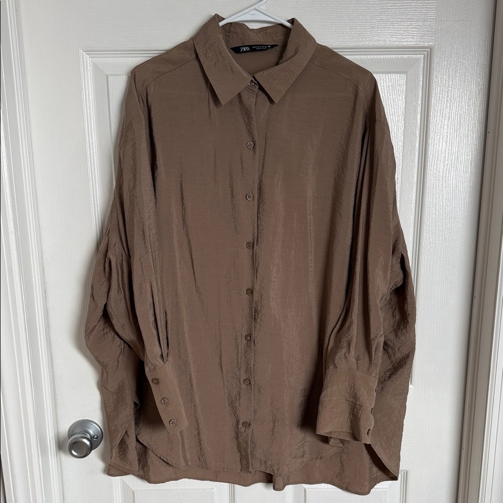 Zara Chocolate Brown Collared Shirt